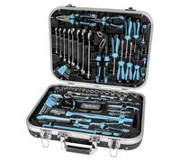 Quantool Q25120 Mallette à outils 120 pièces en acier au chrome vanadium et acier S2 avec pinces, cliquet, lime, marteau, tournevis, clés à douille et embouts - Édition allemande