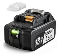 Quantrex 18V 5,5 Ah Rechange pour Makita Batterie 18V BL1850B BL1860 BL1860B BL1850 BL1840B BL1840 BL1845 BL1820 194205-3 LXT-400 avec Affichage LED et Couvercle