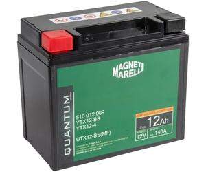 Quantum Energy Batterie Magneti Marelli Pour Motos Et Scooters 12AH 12V 140A, Technologie AGM étanche, Pôle Positif Gauche
