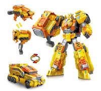 QUANTUM HEROES DINOSTER 2-en-1 Amber Strike - Robot & Véhicule, 5+ | Robot 2-en-1 convertible en véhicule. 23cm, 30+ articulations. Marteau devient mini dino. Sans piles. Dès 5 ans
