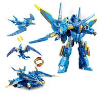 QUANTUM HEROES DINOSTER 2-en-1 Frost Zetawing - Robot & Avion, 5+ | Robot 2-en-1 convertible en avion. 22.5cm, 30+ articulations. Arc devient mini dino. Sans piles. Dès 5 ans