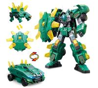 QUANTUM HEROES DINOSTER 2-en-1 Rumble Beast - Robot & Véhicule, 5+ | Robot 2-en-1 convertible en véhicule. 24cm, 30+ articulations. Bouclier devient mini dino. Sans piles. Dès 5 ans