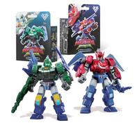 QUANTUM HEROES DINOSTER Mini Robot Figure 2 pièces Stego Blast Wing & Raptor Bolt Wing, Hauteur 11 cm, Facile à Assembler, Plusieurs Parties Mobiles, Jouet Robot pour Enfants de 5 Ans et Plus