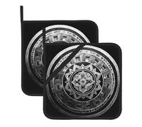 Quantum Lot de 2 maniques carrées résistantes à la chaleur Motifs anneaux 20,3 x 20,3 cm Tissus de qualité, anti-brûlure et faciles à nettoyer