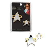 Quantum Mechanix Star Trek: Voyager Enterprise Badge & Pin Set Pins Brooches, Silver-finished,Resin, Silver-finished,Resin