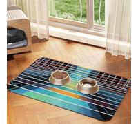 Quantum Wave Tapis d'alimentation en cuir absorbant pour chien et chat - Imperméable - Anti-taches - Séchage rapide - Antidérapant - 60 x 40 cm