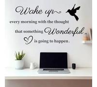 Quanyuchang Autocollants muraux en vinyle avec citations inspirantes, « Wake Up Every Morning with The Thought that Something Wonderful is Going to Happen »