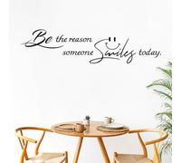 Quanyuchang Autocollants muraux inspirants « Be The Reason Someone Smiles Today » - Autocollant mural en vinyle pour chambre à coucher, chambre d'enfant, décoration d'intérieur, QYC24122004