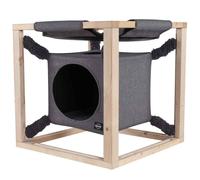Quapas Lit pour Chats avec Hamac Gris M Couchage Animaux Maison Intérieur