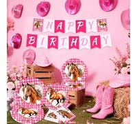 quarante et une pièces décoration anniversaire cheval vaisselle fête espace | quarante et une pièces décoration anniversaire cheval vaisselle fête espace anniversaire enfant set déco cheval assiettes