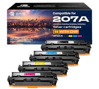 Quark 207A 207X (avec Puce) Compatible pour HP 207A 207X W2210A W2211A W2212A W2213A pour HP Color LaserJet Pro MFP M283fdw M255dw M283fdn M282nw M255nw (4-Pack Noir Cyan Magenta Jaune)