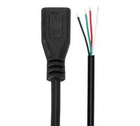 QUARKZMAN 0.3M/1Ft Micro USB Femelle Plug Cable À Fil Nu Pigtail, 28AWG 12V 3A USB Plug Vers 4 Pin Connecteur À Fil Nu Open End Pour DIY Clavier Ventilateur Équipement 2 Pcs