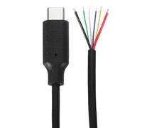 QUARKZMAN 0.3M/1Ft Type C Male Plug Bare Wire Pigtail Cable, 20AWG 12V 5A USB C Plug Vers 6 Pin Bare Wire Open End Connector Plug Pour DIY Keyboard Fan Equipment Replace Repair 2 Pcs