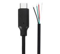 QUARKZMAN 0.3M/1Ft Type C Male Plug Bare Wire Pigtail Cable, 24AWG 12V 2A USB C Plug To 4 Pin Bare Wire Open End Connector Plug Pour DIY Keyboard Fan Equipment Replace Repair