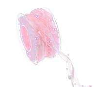 QUARKZMAN 0.4" x 5 Yards Ruban Perlé Artificiel, Ruban à Perles Dentelle Pour Décoration de Mariage Fête Fleur DIY Couture Artisanat, Rose