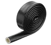 QUARKZMAN 0,6" ID 5 pieds Chaleur Blindé Feu Manchon Silicone Revêtement Fibre Verre Ruban, pour Automobile Tuyau Lignes Fils Électrique Câblage, Gaine Thermique Protection, Noir