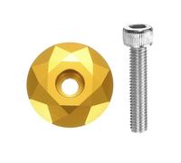 QUARKZMAN 1 1/4" OD Bicycle Headset Stem Top Cap Aluminium Alloy Cycling Headset Cover Stem with M6 Bolt pour Mountain Bike Road Bike MTB, Gold