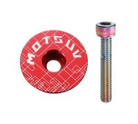 QUARKZMAN 1 1/4" OD Bicycle Headset Stem Top Cap en Alliage D'Aluminium Couvre-Tige De Direction avec Boulon M6 Arc-en-Ciel pour VTT Vélo De Route MTB, Rouge