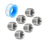 QUARKZMAN 1/16"PT Interne Hex Filetage Douille Tuyau Bouchon Inox Acier avec PTFE Ruban Mâle Filetage Tuyau Capuchon Argent 6pcs
