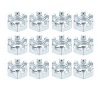 QUARKZMAN 1/2-13 UNC Écrou Hexagonal Fendu, Grade 6,8 en Acier au Carbone Zingué, Écrous Hexagonaux Bons pour la Réparation de Machines, Argent, 12 Pièces