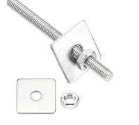 QUARKZMAN 1 Ensemble Tige Filetée Complète M4x300mm, 304 Acier Inoxydable Barres Filetées Goujons Filetages à Droite avec Écrou Rondelle Carrée pour Ancrage Structurel Fixation Vis
