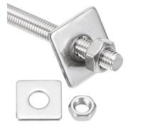QUARKZMAN 1 Ensemble Tige Filetée M8x300mm, 304 Acier Inoxydable Barres Filetées Goujons Filetages À Droite Avec Écrou Rondelle Carrée Pour Ancrage Structurel Fixation Vis