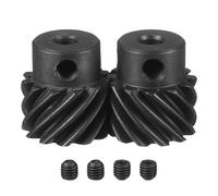 QUARKZMAN 1 Mod 12T 5mm Alésage Ensemble Engrenages Hélicoïdaux, 2 Pcs 45 Degrés Gauche Et Droite Engrenage Spirale À Arbre Décalé Avec Vis M4 M5 Pour Rotation Mécanique (Arbre Rond)