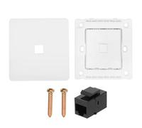 QUARKZMAN 1 Pack Ethernet Wall Plate 1 Port, Single Gang Ethernet Wall Outlet Jack Cat6 Noir RJ45 Coupler Pour Home Office, Blanc