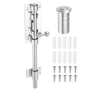 QUARKZMAN 1-Pack Verrou Coulissant, 6 Pouces En Acier Inoxydable 304 Verrou À Barillet Lourd Pour Porte Barre De 12 Mm De Diamètre Avec Boîtier À Poussière [Silver]