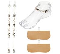 QUARKZMAN 1 Paire De Bretelles Pour Chaussures À Talons Hauts, Cuir PU Strass Détachable Bretelle De Cheville Pour Femmes Chaussures Larges Sandales, Transparent + lépidoptère Noir