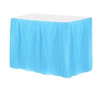 QUARKZMAN 1 Pcs Bleu Clair Jupes de Table en Plastique, 29 Pouce x 14 Ft Jupes de Table pour Tables Rectangulaires, Nappes Jetables pour Fête d'anniversaire ou de Mariage