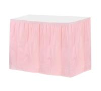 QUARKZMAN 1 Pcs Rose Clair Jupes de Table en Plastique, 29 Pouce x 14 Ft Jupes de Table pour Tables Rectangulaires, Nappes Jetables pour Fête d'anniversaire ou de Mariage