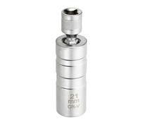 QUARKZMAN 1 Pièce Douille pour Bougie D'Allumage 3/8" Entraînement 21mm Pivotant Magnétique 12 Points Paroi Fine Douille pour Bougie avec Pivot 360 Degrés CR-V Acier, Argent