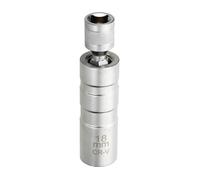 QUARKZMAN 1 Pièce Jeu De Douilles pour Bougies 3/8" Drive 18mm Pivotant Magnétique 12 Points Paroi Fine Douille pour Bougies avec Pivot 360 Degrés CR-V Acier, Argenté
