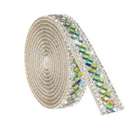 QUARKZMAN 1 Yard Ruban à Strass, 3mm x 3mm Bandes Auto-Adhésives de Strass Cristal, pour Vêtements DIY Arts Créatifs Fournitures de Mariage Fête Arc-en-Ciel