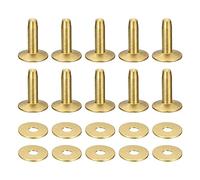 QUARKZMAN 10 Ensemble Laiton Rivets et Bavures, 12x4x14mm Massif Cuir Laiton Rivet Fixation pour Cuir DIY Artisanat Fournitures, Or Ton