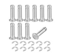 QUARKZMAN 10 Ensemble M4x14mm Goupille de Localisation de Bague d'Arrêt d'Arbre Cylindrique En Acier Inoxydable 304, Charnière Rainurée à Tête Plate avec Bague de Retenue à Clip E, Argent