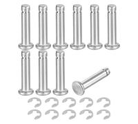 QUARKZMAN 10 Ensemble M4x18mm Goupille de Localisation de Bague d'Arrêt d'Arbre Cylindrique En Acier Inoxydable 304, Charnière Rainurée à Tête Plate avec Bague de Retenue à Clip E, Argent