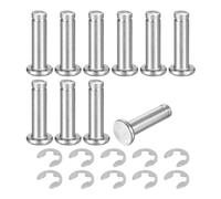 QUARKZMAN 10 Ensemble M6x22mm Goupille de Localisation de Bague d'Arrêt d'Arbre Cylindrique En Acier Inoxydable 304, Charnière Rainurée à Tête Plate avec Bague de Retenue à Clip E, Argent