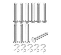 QUARKZMAN 10 Ensemble M6x35mm Goupille de Localisation de Bague d'Arrêt d'Arbre Cylindrique En Acier Inoxydable 304, Charnière Rainurée à Tête Plate avec Bague de Retenue à Clip E, Argent