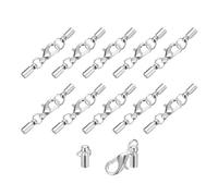 QUARKZMAN 10 Ensembles de Fermoirs à Embouts de Cordon en Cuir de 3 mm avec Mousquetons à Griffes de Homard, Terminaisons en Baril pour la Fabrication de Bracelets en Cuir, Ton Argenté