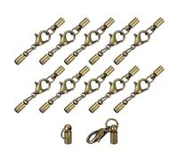 QUARKZMAN 10 Ensembles de Fermoirs à Embouts de Cordon en Cuir de 3 mm avec Mousquetons à Griffes de Homard, Terminaisons de Baril pour la Fabrication de Bracelets en Cuir, Ton Bronze