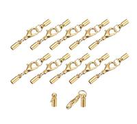 QUARKZMAN 10 Ensembles de Fermoirs à Embouts de Cordon en Cuir de 3 mm avec Mousquetons à Griffes de Homard, Terminaisons en Baril pour la Fabrication de Bracelets en Cuir, Doré Clair