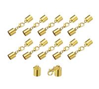 QUARKZMAN 10 Ensembles de Fermoirs à Embouts de Cordon en Cuir de 8 mm avec Mousquetons à Griffes de Homard, Terminaisons en Baril pour la Fabrication de Bracelets en Cuir, Ton Doré