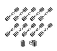 QUARKZMAN 10 Ensembles de Fermoirs à Embouts de Cordon en Cuir de 9 mm avec Mousquetons à Griffes de Homard, Terminaisons en Baril pour la Fabrication de Bracelets en Cuir, Noir Métallique