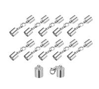 QUARKZMAN 10 Ensembles de Fermoirs à Embouts de Cordon en Cuir de 9 mm avec Mousquetons à Griffes de Homard, Terminaisons de Baril pour la Fabrication de Bracelets en Cuir, Ton Rhodium