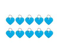 QUARKZMAN 10 Étiquettes Vierges en Aluminium pour Gravure, Étiquettes Vierges en Métal en Forme de Cœur avec 10 Porte-Clés Vierges en Vrac pour Étiquette d'Animal, Bleu Lac
