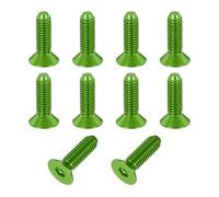 QUARKZMAN 10 Pack Vis À Tête Hexagonale, M3x10mm Alliage D'Aluminium Tête Fraisée Vis À Six Pans Creux Quincaillerie Hexagone Tête Plate Boulons Pour Accessoires Modèle, Green