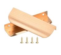 QUARKZMAN 10 Paquet Poignées, Poignées de Tirage à Bord de Doigt 3,7 pouces (96 mm) de Centre de Trou, Poignées de Tirage à Bord de Doigt pour Poignées Cachées Or