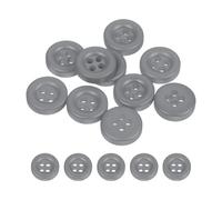 QUARKZMAN 10 Pcs Boutons Ronds en Résine, 11mm Diamètre x 3mm Épaisseur Boutons Mercerie à 4 Trous pour Remplacement Vêtements DIY Artisanat Décoration Loisirs Créatifs, Gris